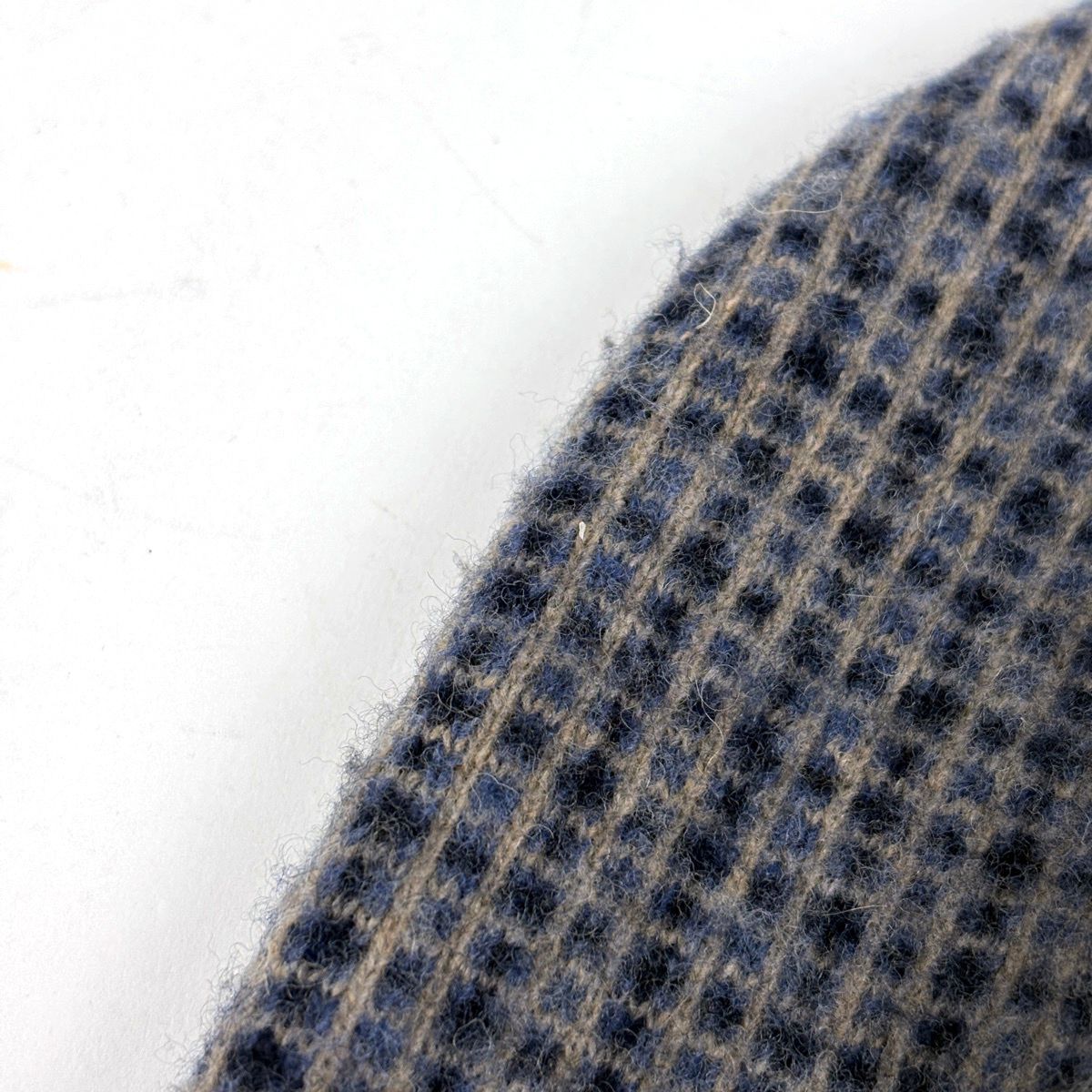Gucci Plaid Knit Cap Logo Hat Cap Wool Nylon Gray Blue — view 3