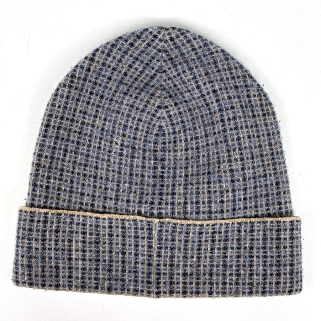 Gucci Plaid Knit Cap Logo Hat Cap Wool Nylon Gray Blue — view 2