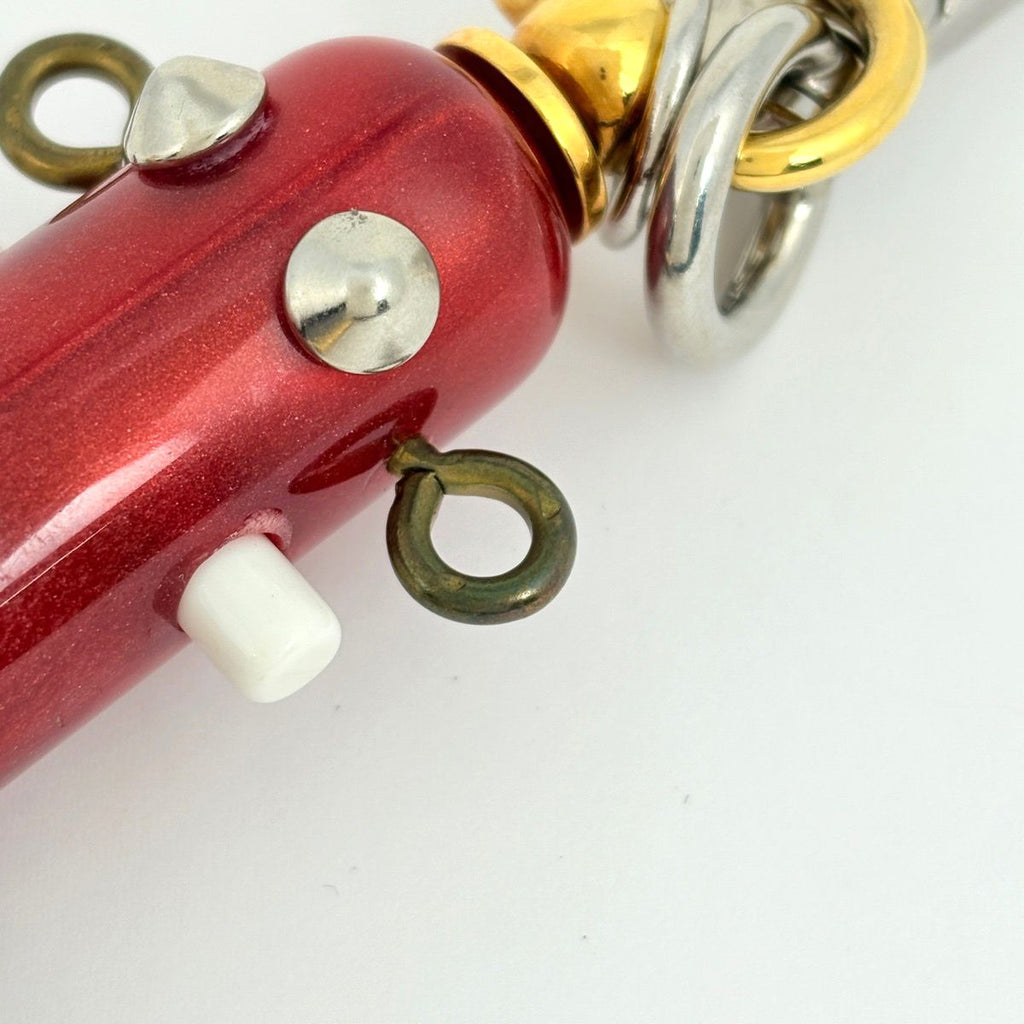 Prada Robot Motif Bag Charm Key Ring Key Holder Bag Leather Red Black Multicolor — view 5