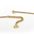 Dior Logo Rhinestone Necklace CD Oval Gold Plated — view 3