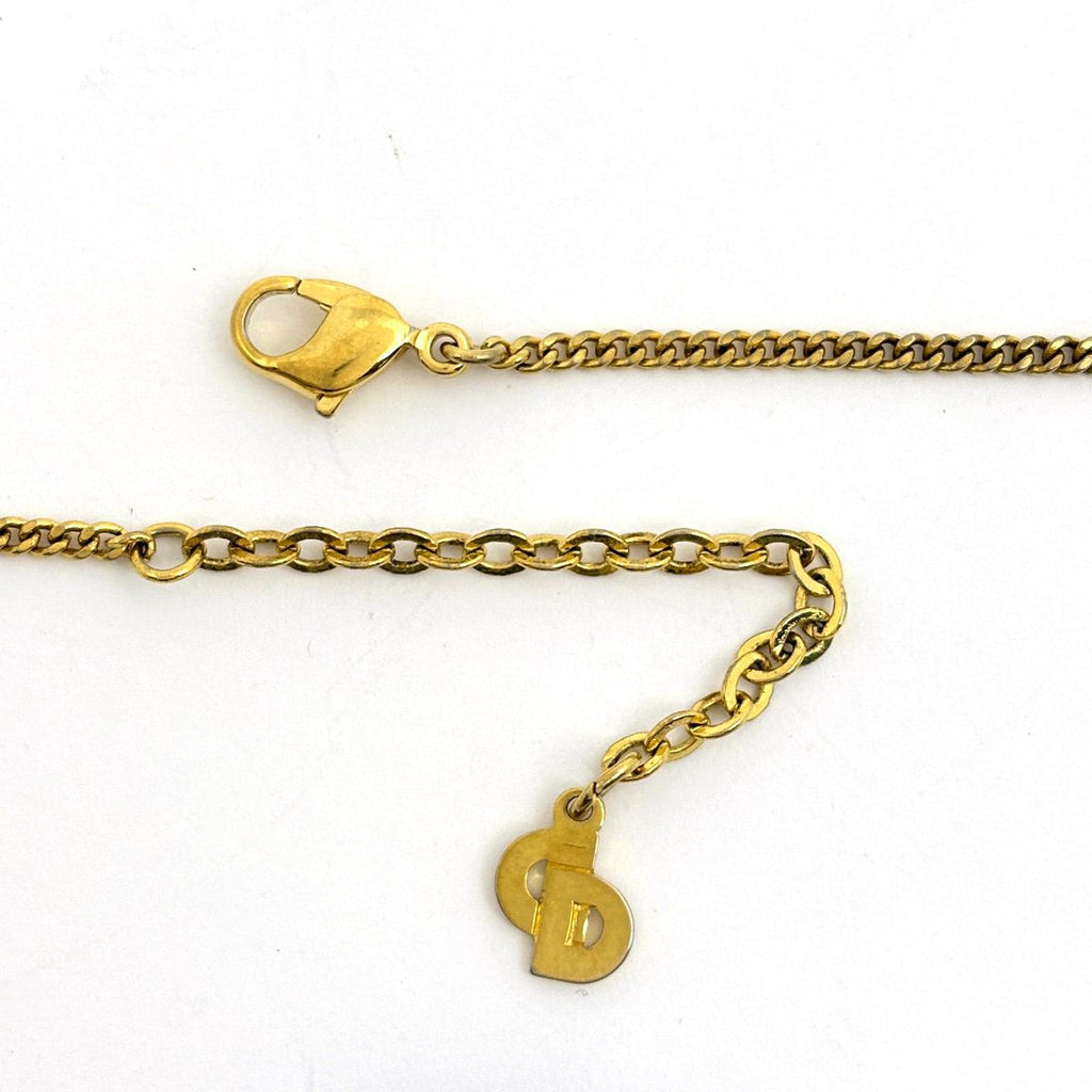 Dior Logo Rhinestone Necklace Gold Plated — view 3