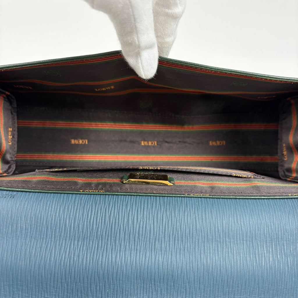 Loewe Velasquez Handbag Bicolor Leather Green Blue — view 7