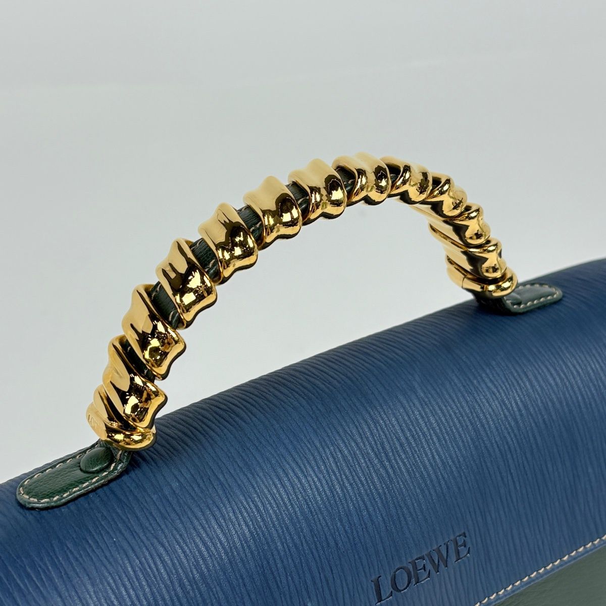 Loewe Velasquez Handbag Bicolor Leather Green Blue — view 6