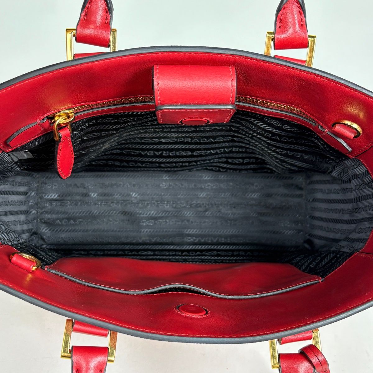 Prada Logo 2-Way Shoulder Bag Saffiano Leather Red — view 8