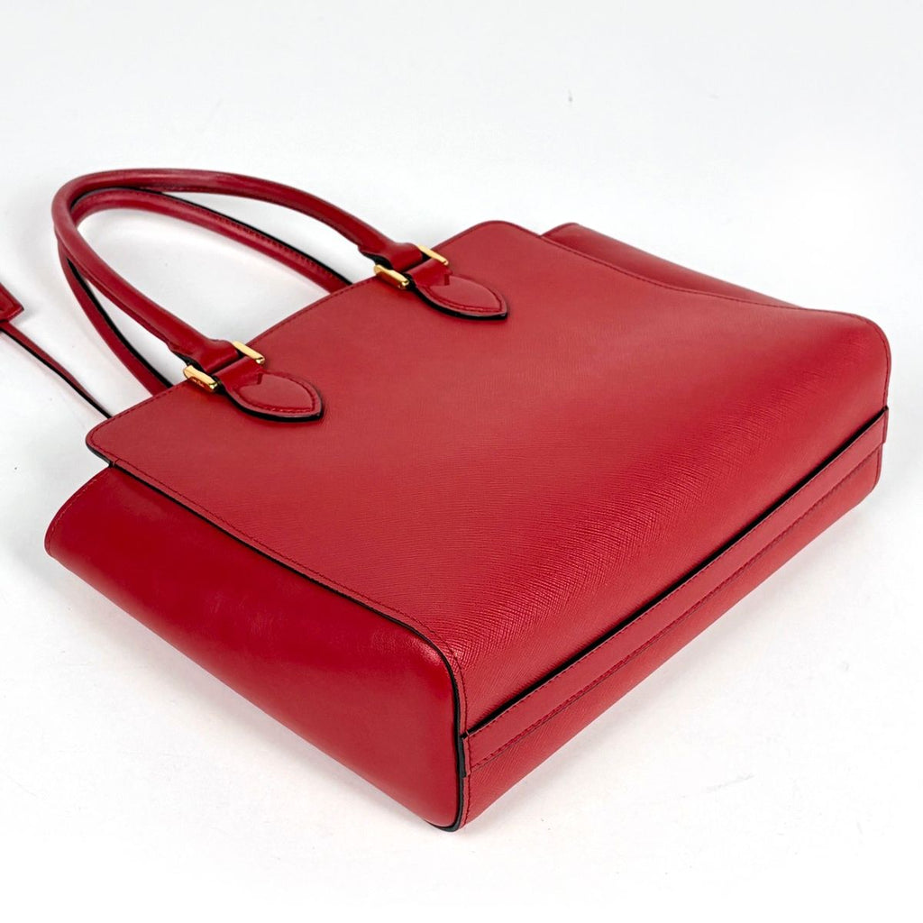 Prada Logo 2-Way Shoulder Bag Saffiano Leather Red — view 2