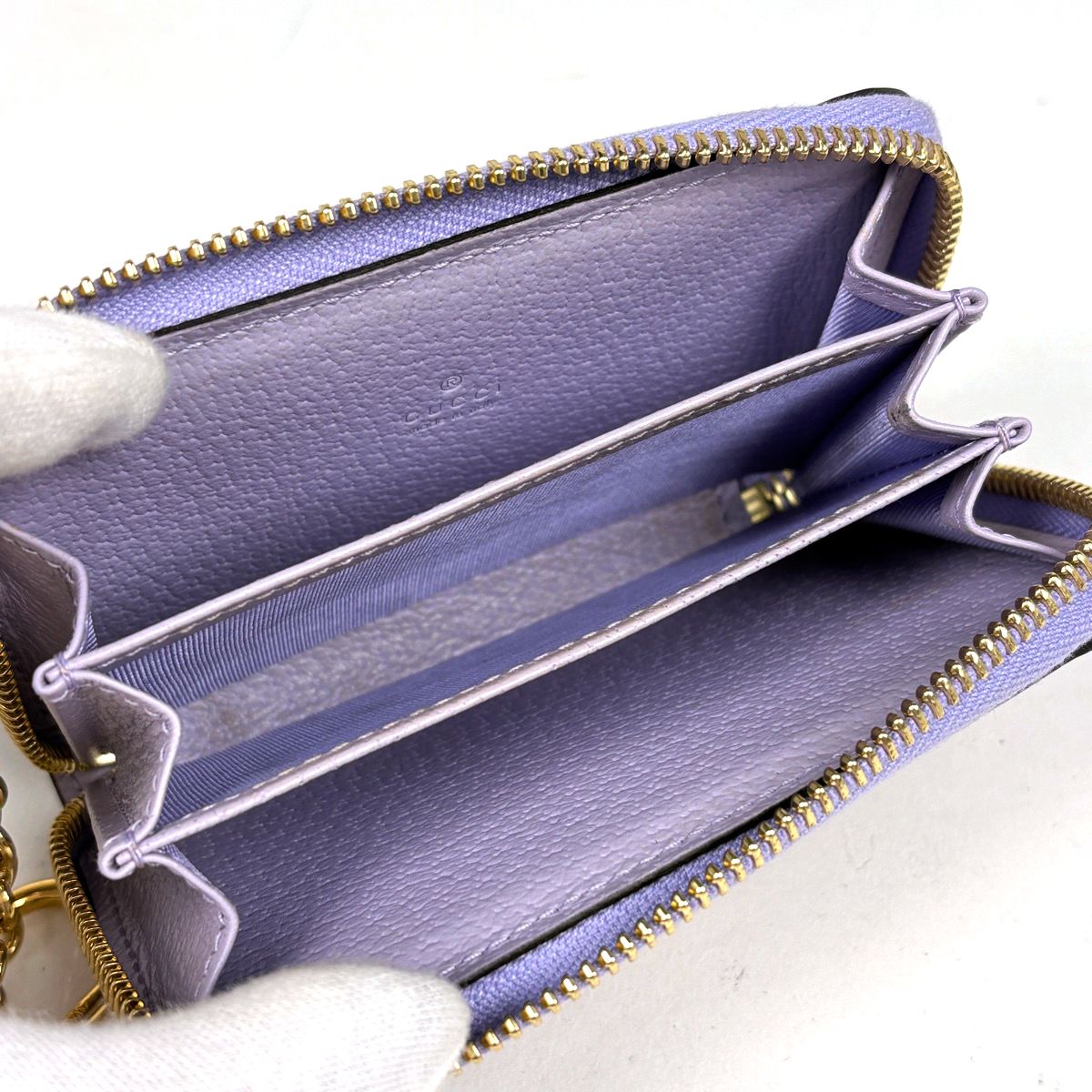 Gucci Jumbo GG Coin Case Card Canvas Leather Purple — view 6