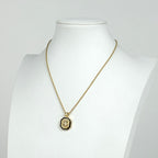 Dior Logo Rhinestone Necklace CD Gold Plated Black — view 5