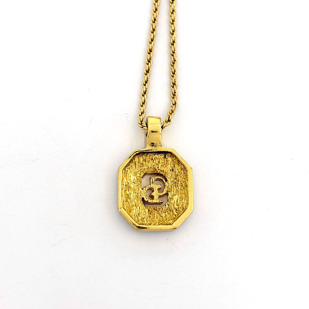 Dior Logo Rhinestone Necklace CD Gold Plated Black — view 2