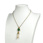 Dior Faux Pearl Necklace Color Stone Gold Plated Green — view 4