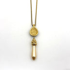 Dior Faux Pearl Necklace Color Stone Gold Plated Green — view 2