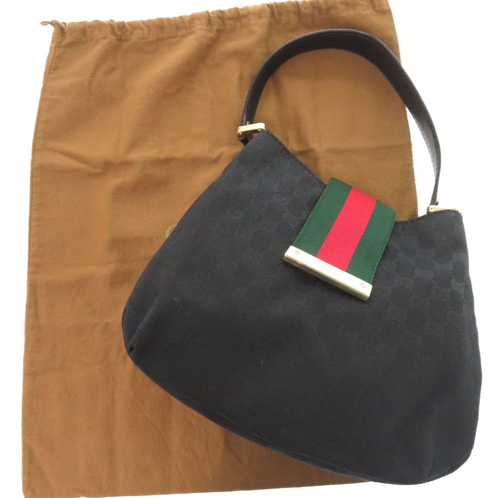 Gucci GG Canvas Leather Black Hobo Shoulder Bag — view 2