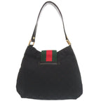 Gucci GG Canvas Leather Black Hobo Shoulder Bag — view 3