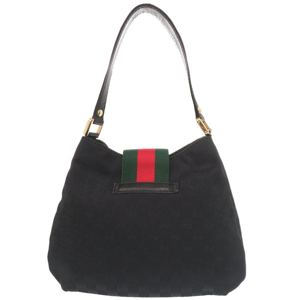 Gucci GG Canvas Leather Black Hobo Shoulder Bag — view 3