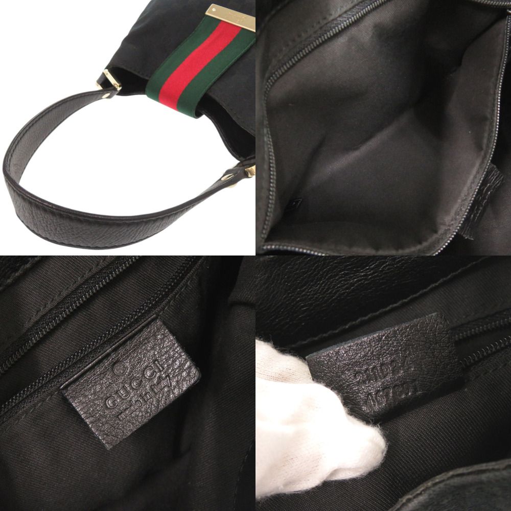 Gucci GG Canvas Leather Black Hobo Shoulder Bag — view 7