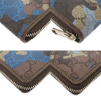 Gucci GG Camouflage Pattern Blue Beige Zip Around Wallet — view 3