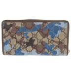 Gucci GG Camouflage Pattern Blue Beige Zip Around Wallet — view 2
