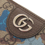 Gucci GG Camouflage Pattern Blue Beige Zip Around Wallet — view 8