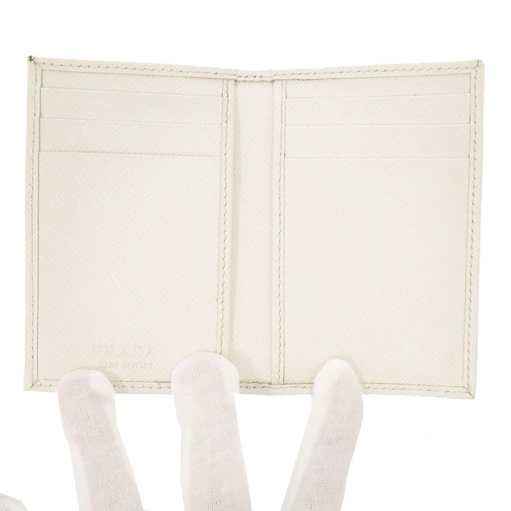 Prada Saffiano Triangle White Card Case — view 5