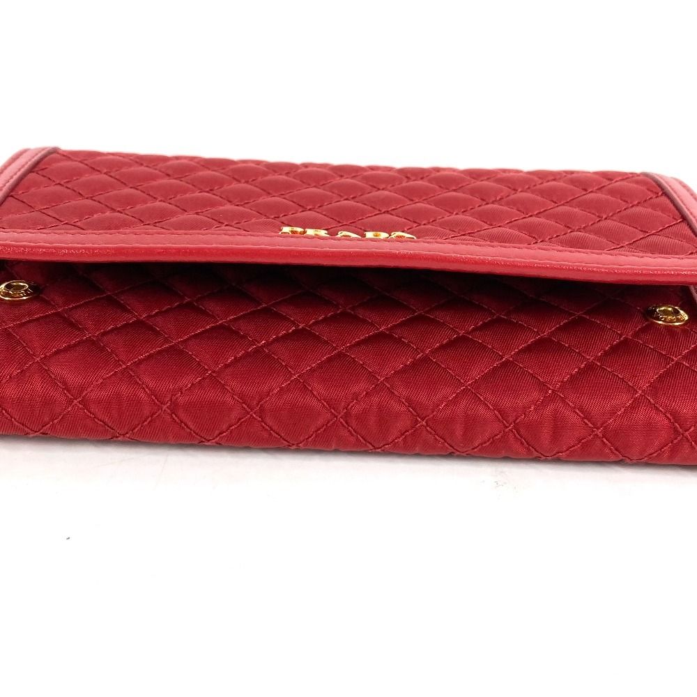 Prada Wallet Logo Quilted Nylon Red — view 5