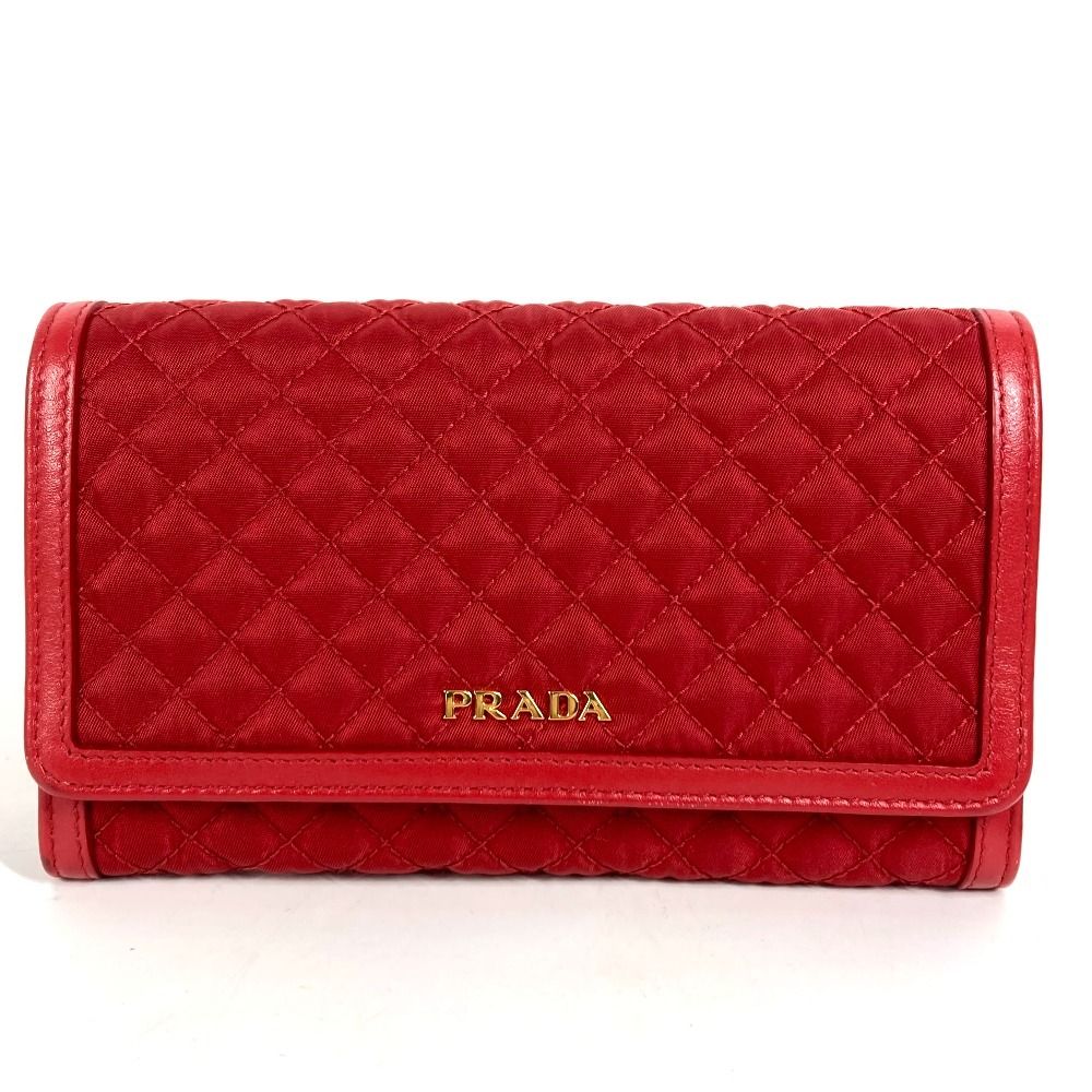 Prada Wallet Logo Quilted Nylon Red — view 2