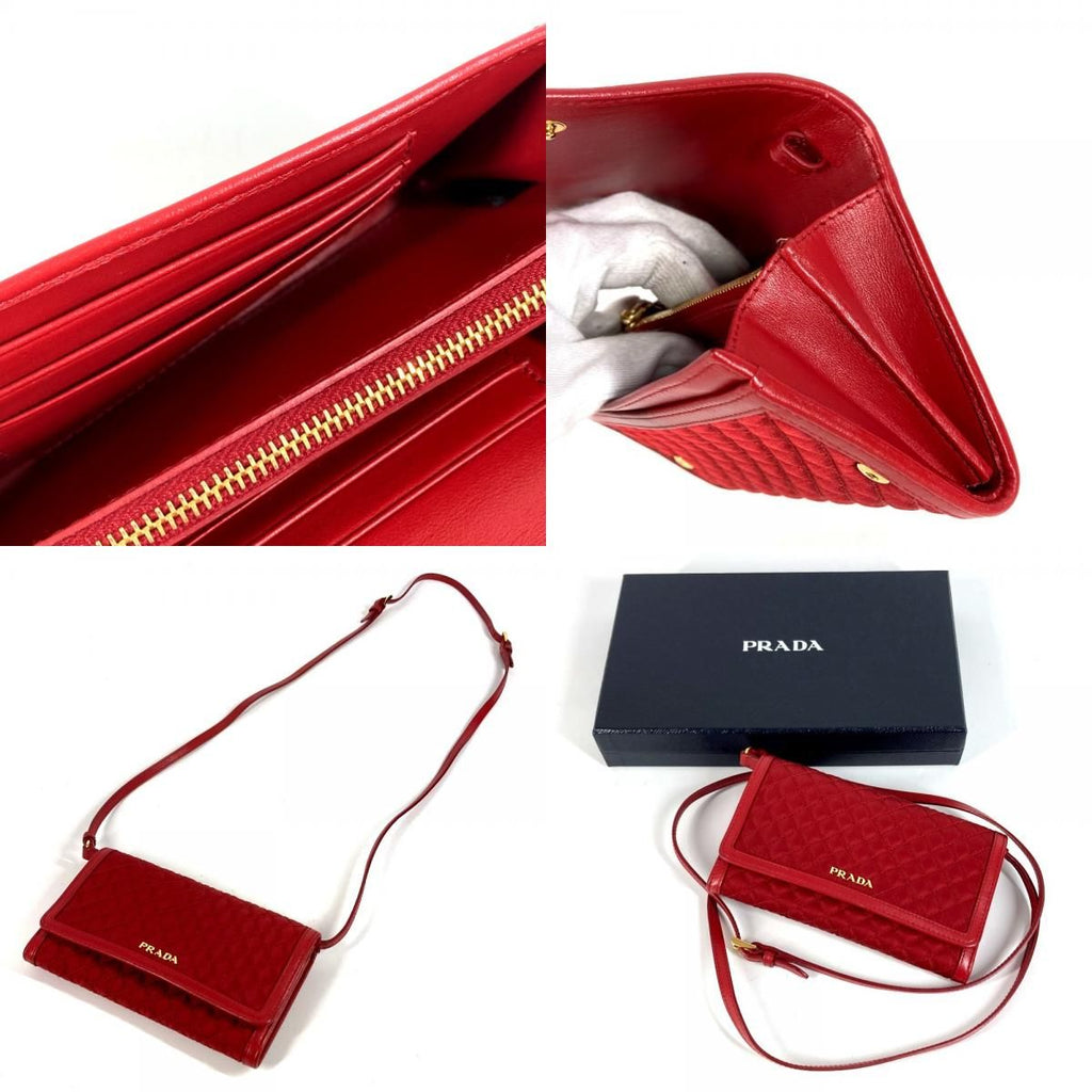 Prada Wallet Logo Quilted Nylon Red — view 9