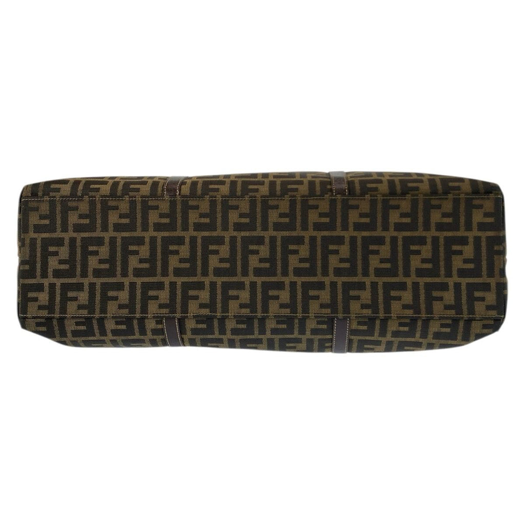 Fendi Zucca Brown Gold Canvas Leather Tote Shoulder Bag — view 9