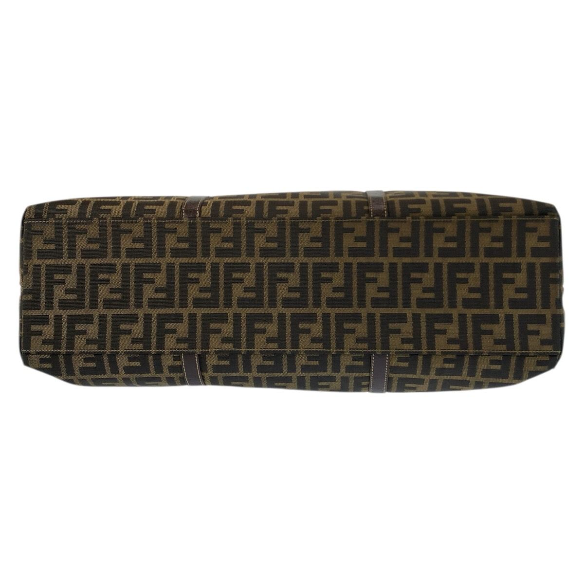 Fendi Zucca Brown Gold Canvas Leather Tote Shoulder Bag — view 9