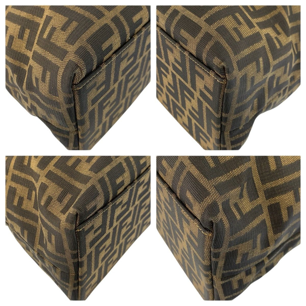 Fendi Zucca Brown Gold Canvas Leather Tote Shoulder Bag — view 4