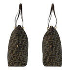 Fendi Zucca Brown Gold Canvas Leather Tote Shoulder Bag — view 6