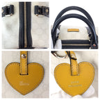 Gucci White Black Gold GG Supreme Canvas Leather Mini Boston Bag — view 6