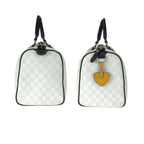 Gucci White Black Gold GG Supreme Canvas Leather Mini Boston Bag — view 8
