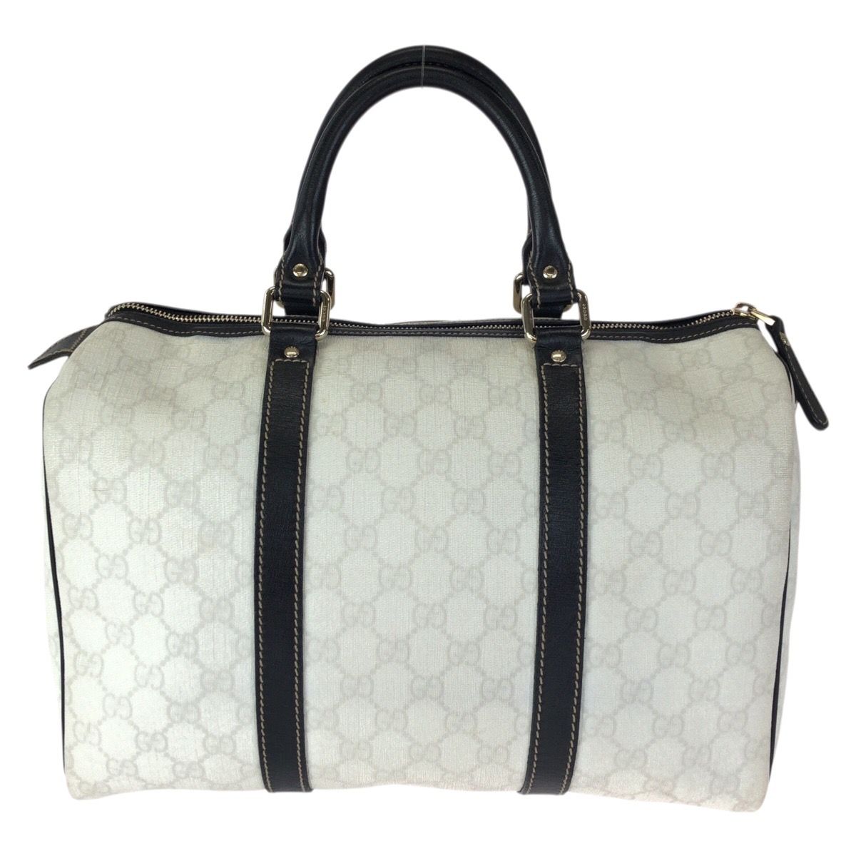 Gucci White Black Gold GG Supreme Canvas Leather Mini Boston Bag — view 2