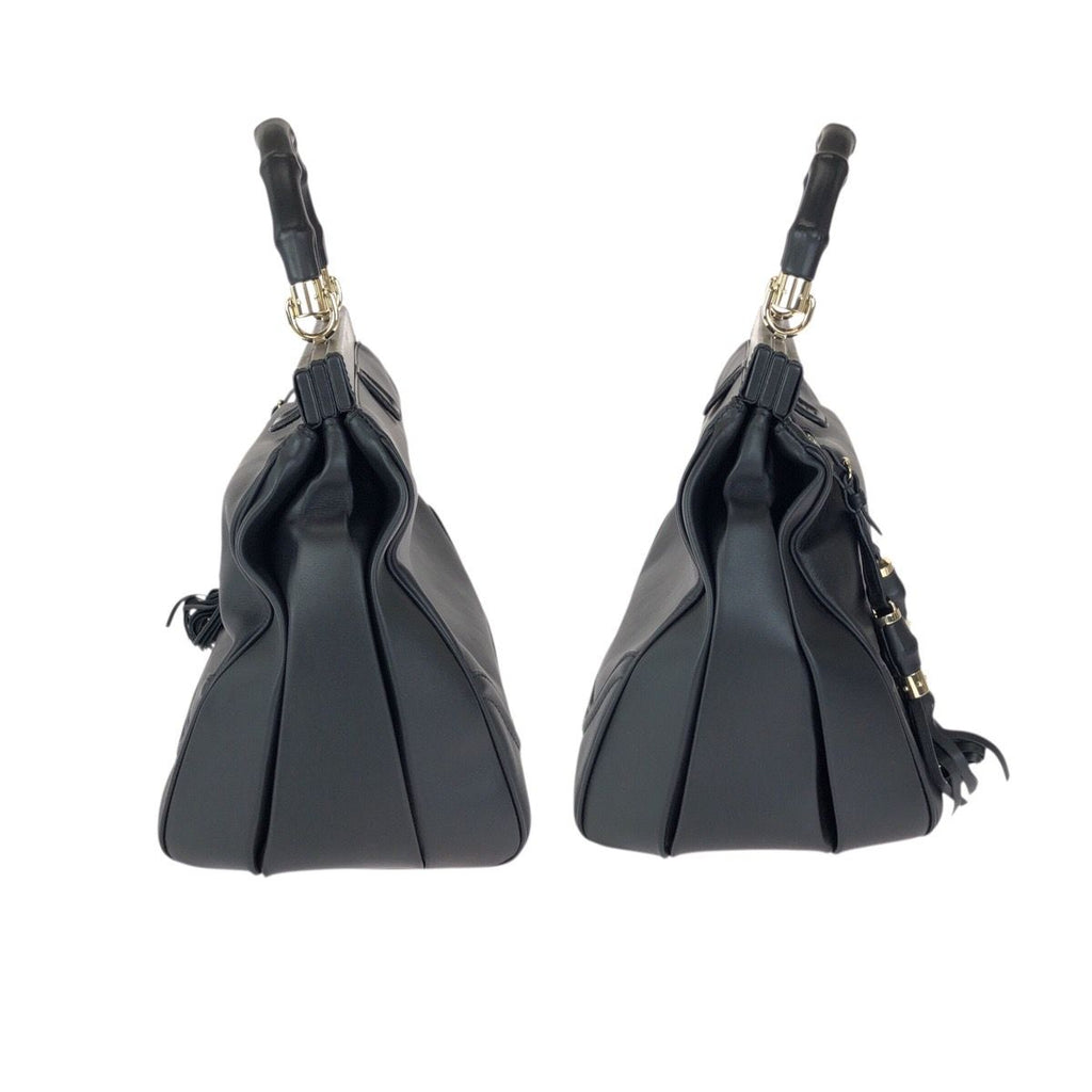 Gucci Bamb Double Tassel Black Gold Leather Handbag — view 8