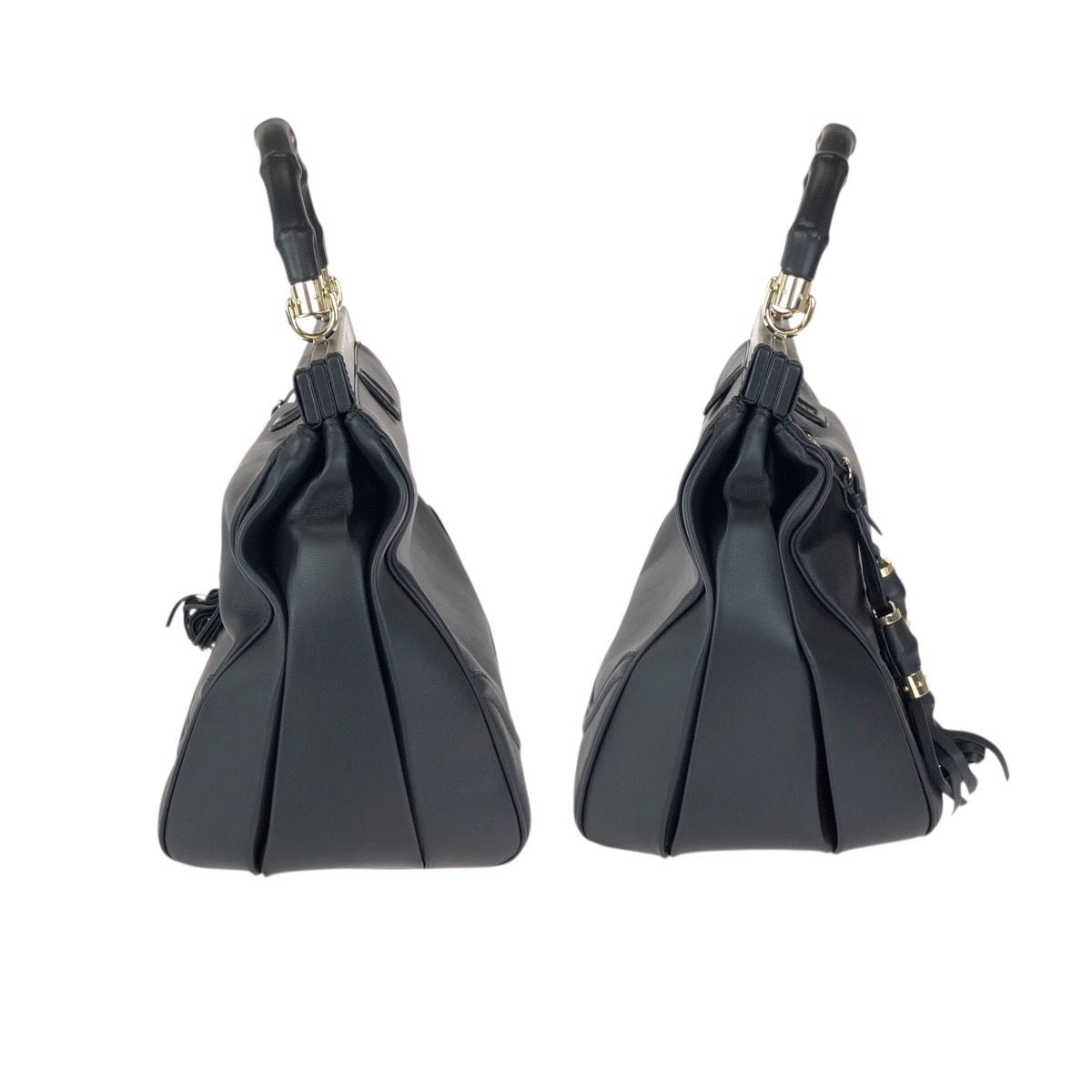 Gucci Bamb Double Tassel Black Gold Leather Handbag — view 8