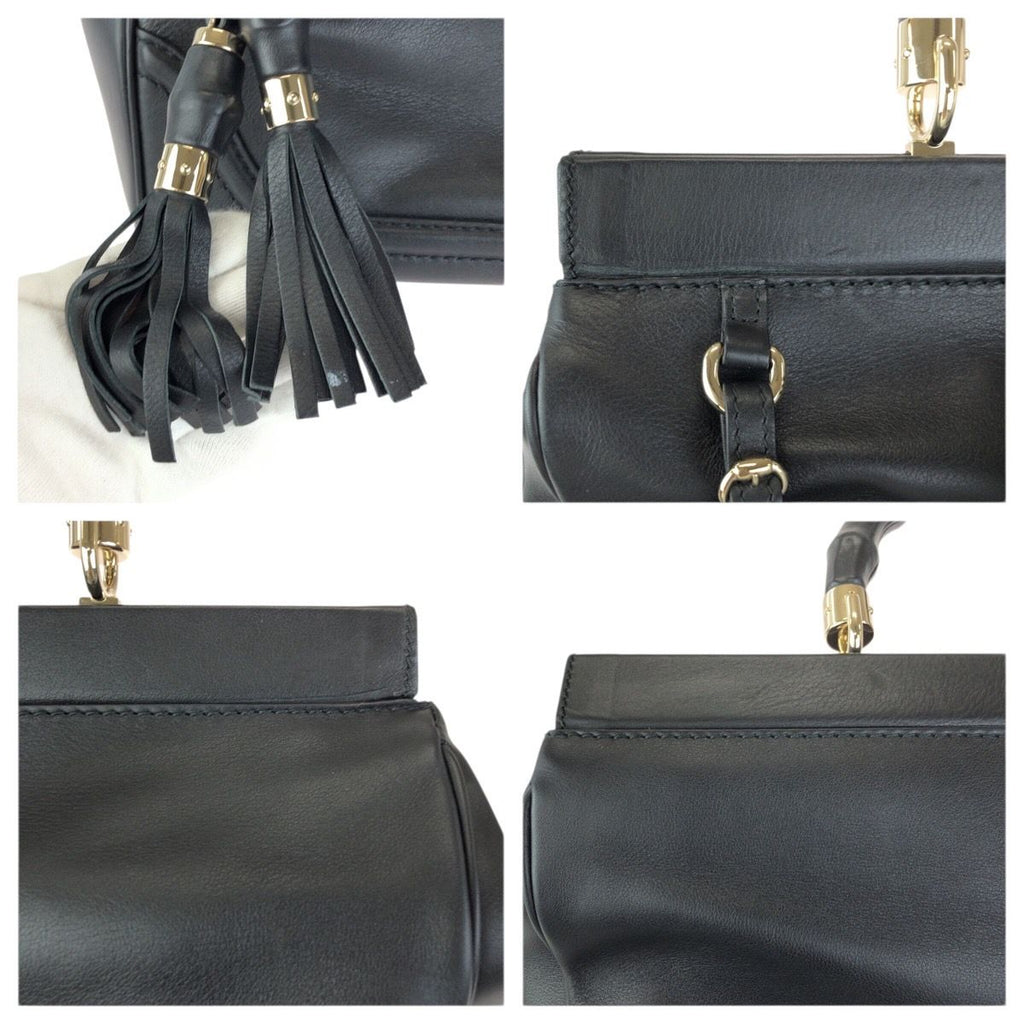 Gucci Bamb Double Tassel Black Gold Leather Handbag — view 5
