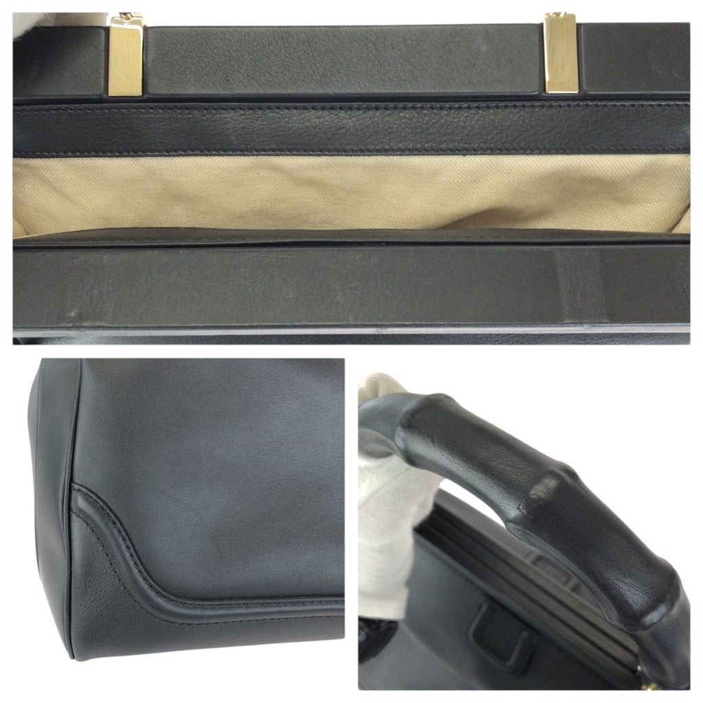 Gucci Bamb Double Tassel Black Gold Leather Handbag — view 6