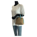 Gucci Beige Light Blue GG Canvas Leather Handbag Pouch Vanity — view 7