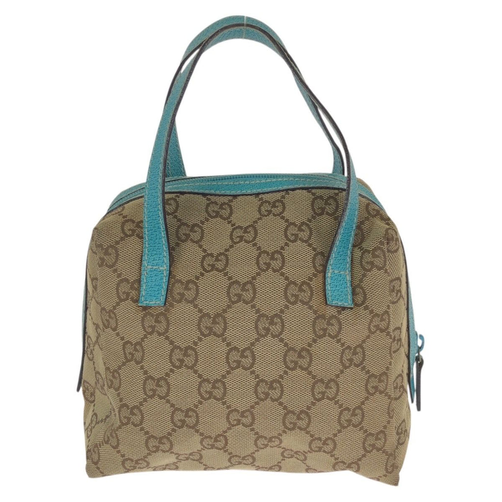 Gucci Beige Light Blue GG Canvas Leather Handbag Pouch Vanity — view 2