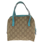Gucci Beige Light Blue GG Canvas Leather Handbag Pouch Vanity — view 2