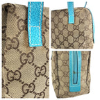 Gucci Beige Light Blue GG Canvas Leather Handbag Pouch Vanity — view 5