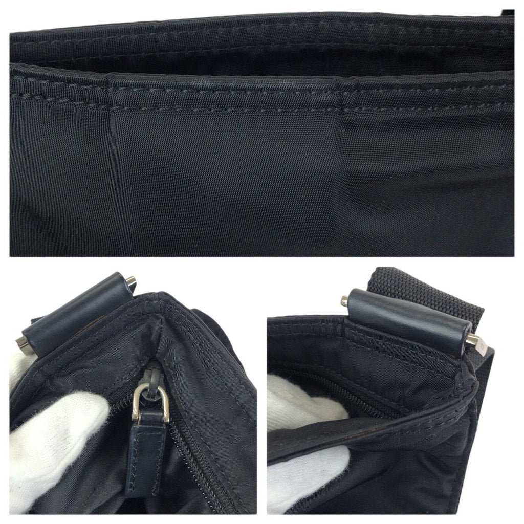Prada Tessuto Black Silver Nylon Shoulder Bag — view 6