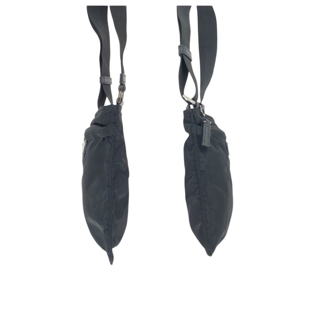 Prada Tessuto Black Silver Nylon Shoulder Bag — view 8