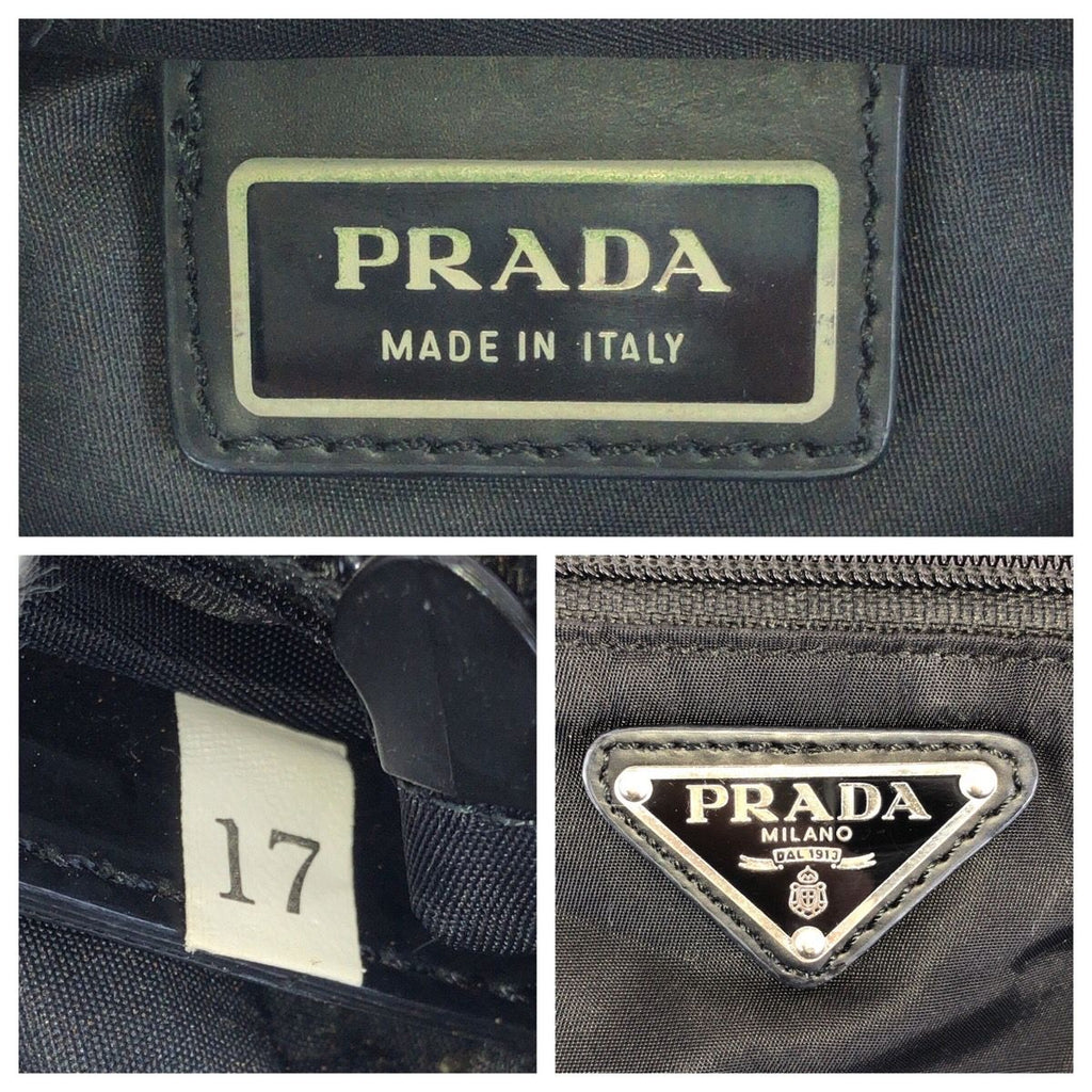 Prada Tessuto Black Silver Nylon Shoulder Bag — view 4