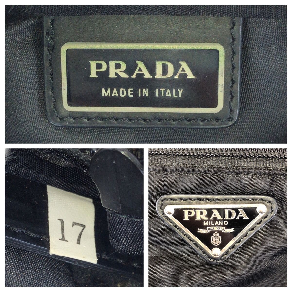 Prada Tessuto Black Silver Nylon Shoulder Bag — view 4