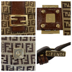 Fendi Zucchino Brown Gold Canvas Leather Shoulder Bag Pochette — view 4