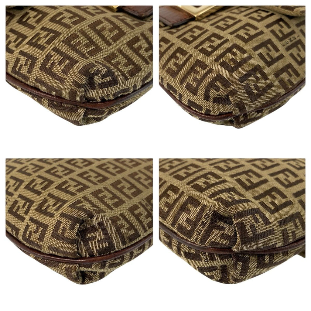 Fendi Zucchino Brown Gold Canvas Leather Shoulder Bag Pochette — view 5