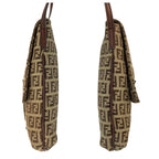 Fendi Zucchino Brown Gold Canvas Leather Shoulder Bag Pochette — view 8