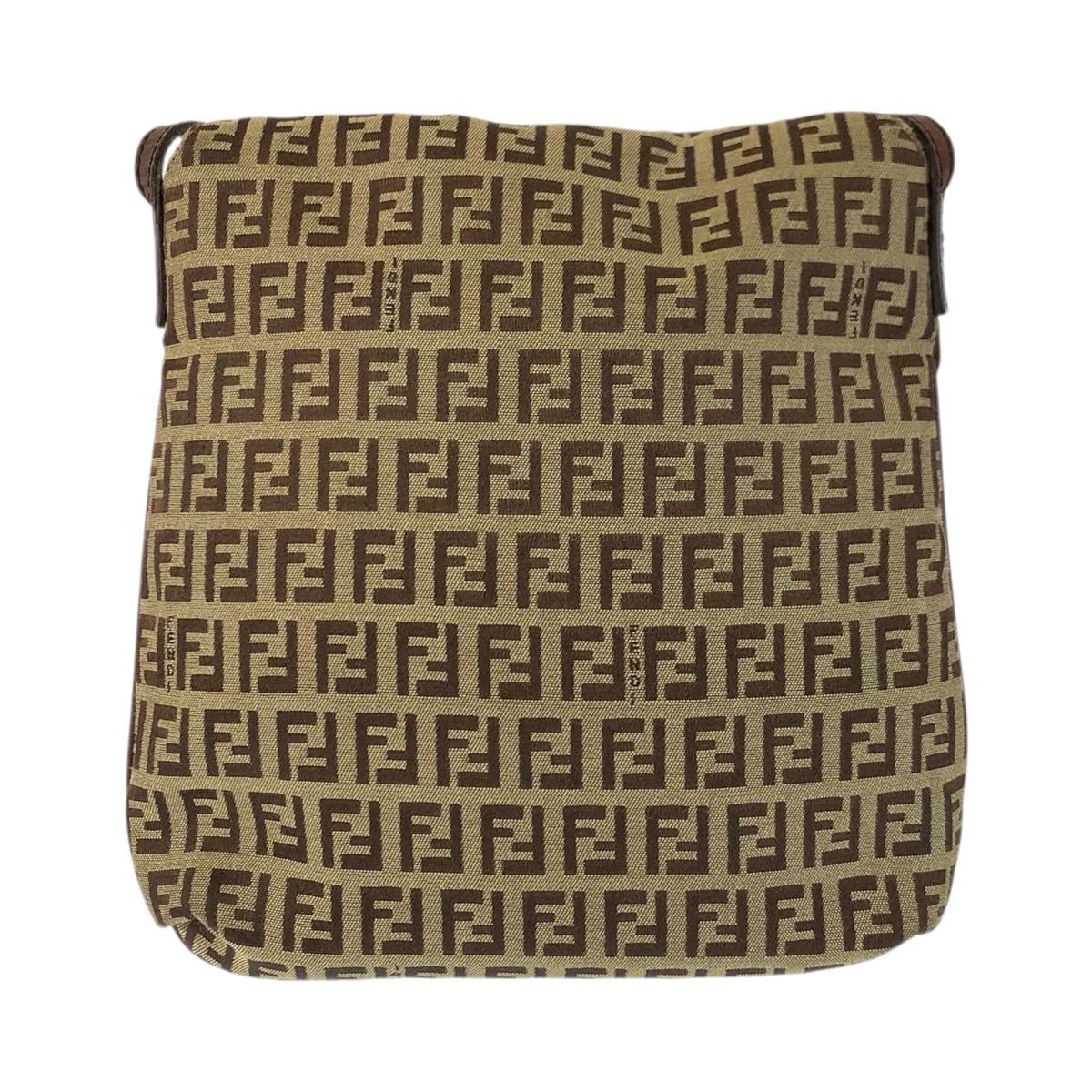 Fendi Zucchino Brown Gold Canvas Leather Shoulder Bag Pochette — view 2
