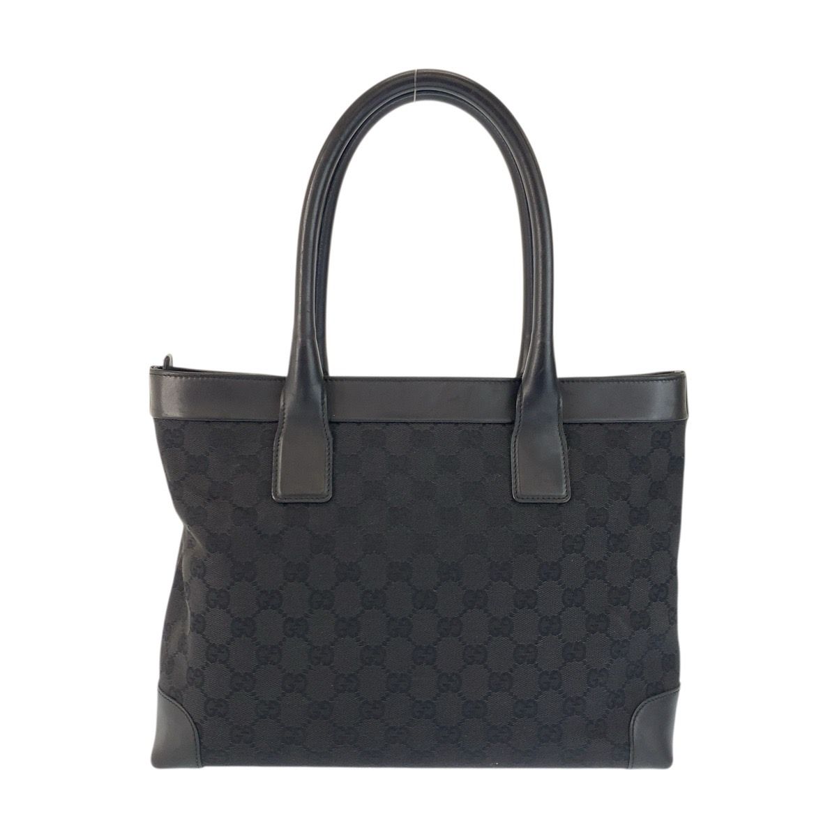 Gucci Black Silver GG Canvas Leather Tote — view 2