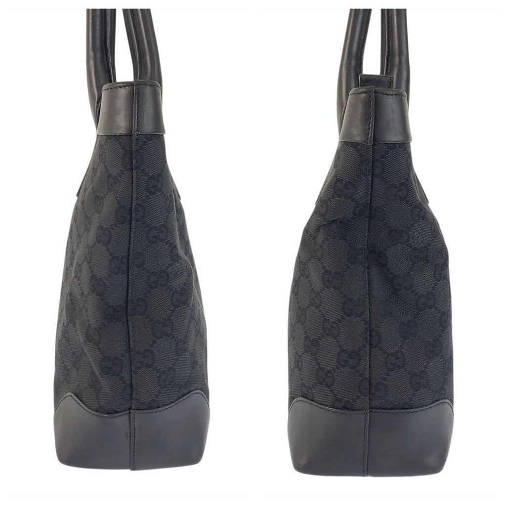 Gucci Black Silver GG Canvas Leather Tote — view 8